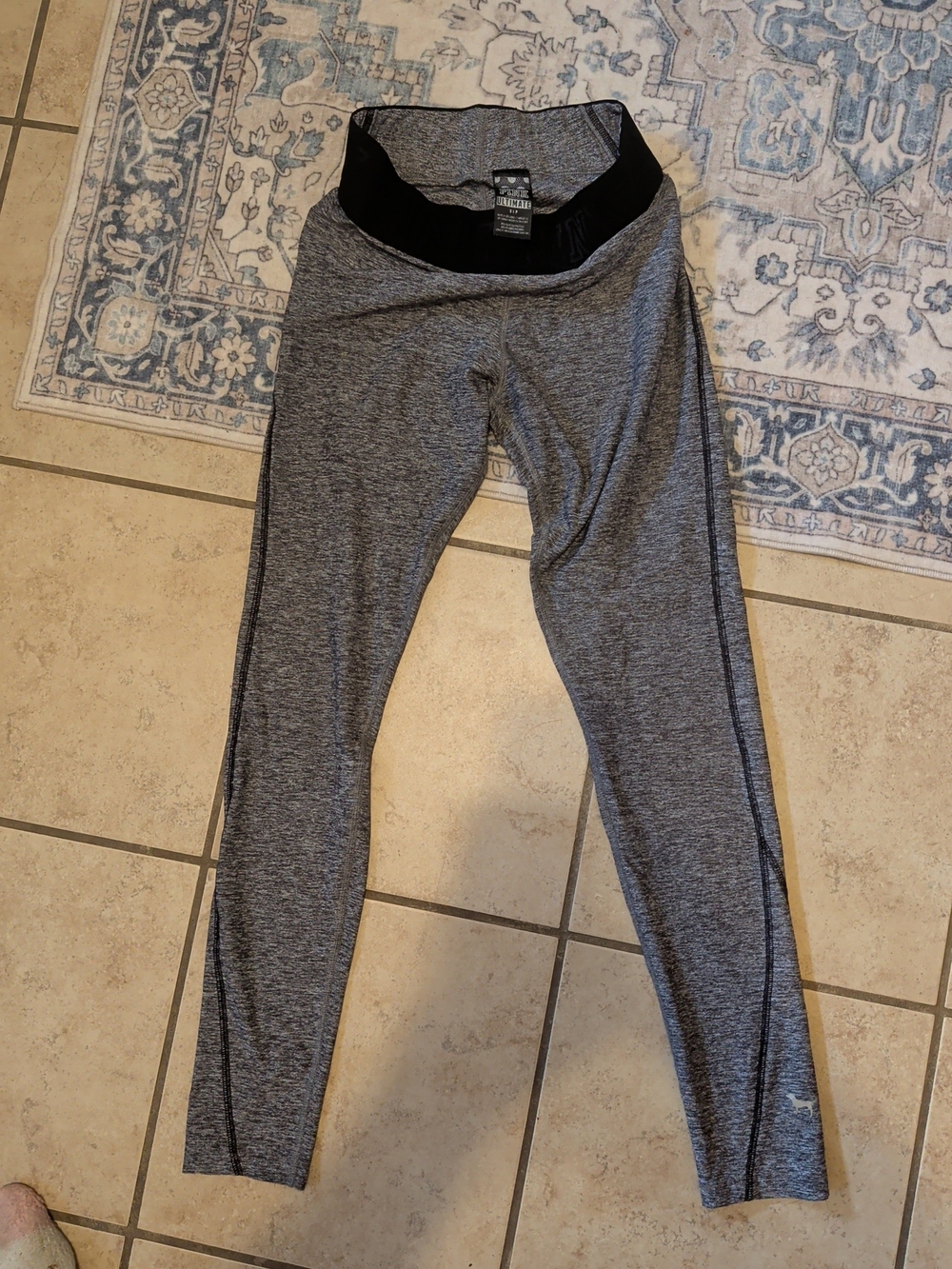 PINK Victoria's Secret Gray & Black Athletic Leggings